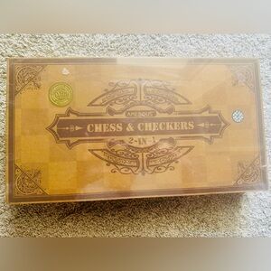 Amberous 2-in-1 Chess & Checkers Set